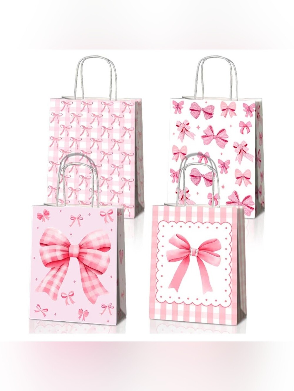 24 Pcs Pink Bow Party Favors Bags with Handles